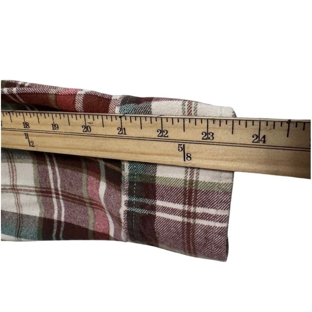 Eddie Bauer Flannel Shirt Mens Medium Red Plaid Button Down‎ Cotton Long Sleeve - Picture 9 of 10